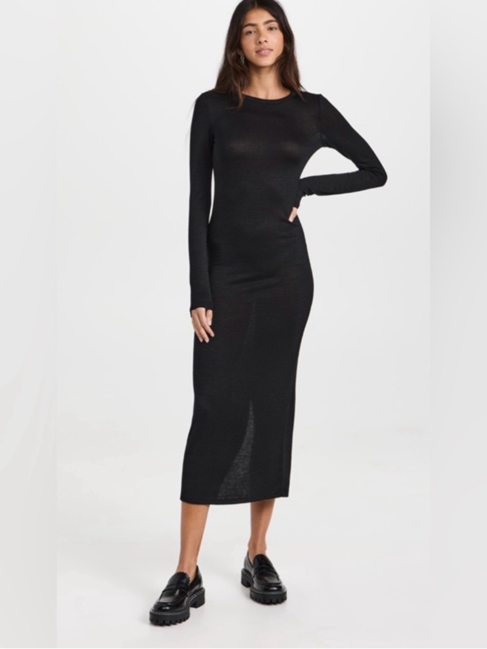 rag & bone Knit Crew Maxi Dress Black Long Sleeve Size M Minimalist